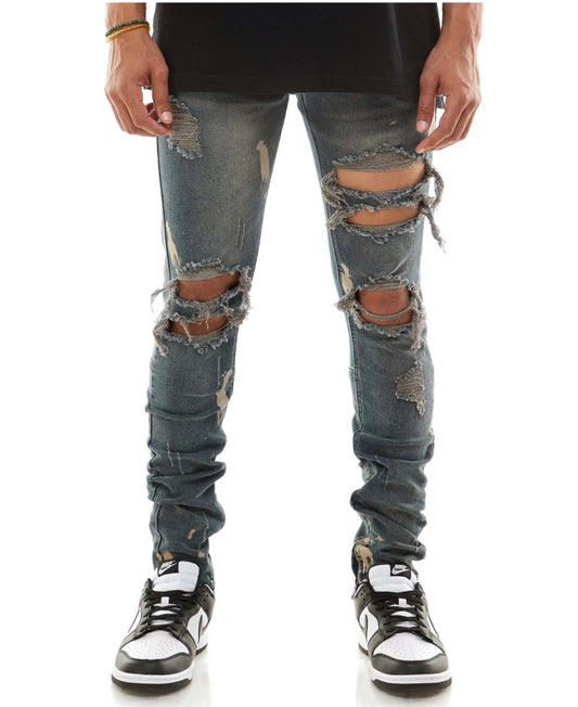 Charcoal Black Bleached Skinny Fit